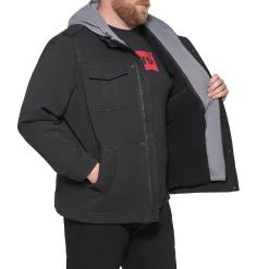 Big & Tall Levi's® Washed Cotton Sherpa-Lined Hooded Field Coat -Mens Winter Outdoor Clothing Shop 2241892 ALT2