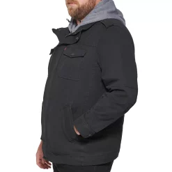 Big & Tall Levi's® Washed Cotton Sherpa-Lined Hooded Field Coat -Mens Winter Outdoor Clothing Shop 2241892 ALT4