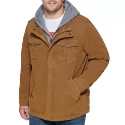 Big & Tall Levi's® Washed Cotton Sherpa-Lined Hooded Field Coat