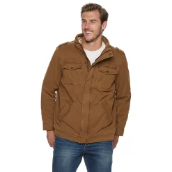 Big & Tall Levi's® Washed Cotton Sherpa-Lined Hooded Field Coat -Mens Winter Outdoor Clothing Shop 2241892 Worker Brown ALT