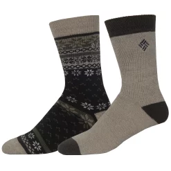 Men's Columbia Thermal Crew Socks -Mens Winter Outdoor Clothing Shop 2678612 Brown Fairisle