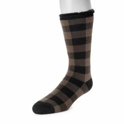 Men's MUK LUKS Heat Retainers Solid Thermal Socks -Mens Winter Outdoor Clothing Shop 3052441 Brown Buffalo Check