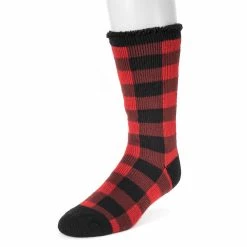 Men's MUK LUKS Heat Retainers Solid Thermal Socks -Mens Winter Outdoor Clothing Shop 3052441 Red Black