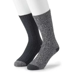 Cuddl Duds Socks For Men 2-Pack Twist Ribbed Crew Socks -Mens Winter Outdoor Clothing Shop 3768491 Black