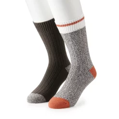 Cuddl Duds Socks For Men 2-Pack Twist Ribbed Crew Socks -Mens Winter Outdoor Clothing Shop 3768491 Java Twist