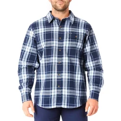 Men's Smith's Workwear Buffalo Plaid Flannel Button-Down Shirt -Mens Winter Outdoor Clothing Shop 4134071 New Navy