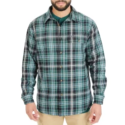 Men's Smith's Workwear Buffalo Plaid Flannel Button-Down Shirt -Mens Winter Outdoor Clothing Shop 4134071 Teal