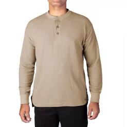 Men's Smith's Workwear Mini-Thermal Knit Henley -Mens Winter Outdoor Clothing Shop 4134148 Khaki