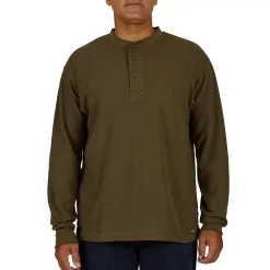 Men's Smith's Workwear Mini-Thermal Knit Henley -Mens Winter Outdoor Clothing Shop 4134148 Olive
