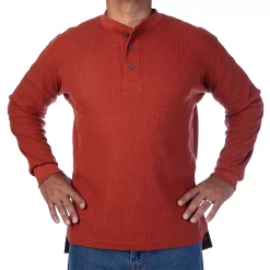 Men's Smith's Workwear Mini-Thermal Knit Henley -Mens Winter Outdoor Clothing Shop 4134148 Rust