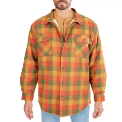 Men's Smith's Workwear Plaid Sherpa-Lined Cotton Flannel Shirt Jacket -Mens Winter Outdoor Clothing Shop 4134573 Harvest 55