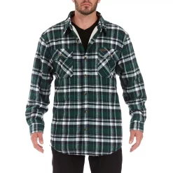 Men's Smith's Workwear Plaid Sherpa-Lined Cotton Flannel Shirt Jacket