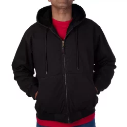 Men's Smith's Workwear Sherpa-Lined Duck Canvas Hooded Jacket -Mens Winter Outdoor Clothing Shop 4134613 Black