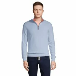 Men's Lands' End Bedford Regular-Fit Ribbed Quarter-Zip Pullover Sweater 16 Men's Lands' End Bedford Regular-Fit Ribbed Quarter-Zip Pullover Sweater -Mens Winter Outdoor Clothing Shop 4422815 Soft Blue Haze