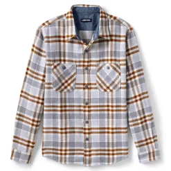 Men's Lands' End Traditional-Fit Rugged Flannel Button-Down Shirt 17 Men's Lands' End Traditional-Fit Rugged Flannel Button-Down Shirt -Mens Winter Outdoor Clothing Shop 4423080 Cement Heather Plaid