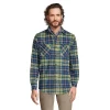 Men's Lands' End Traditional-Fit Rugged Flannel Button-Down Shirt -Mens Winter Outdoor Clothing Shop 4423080 Green Navy Plaid