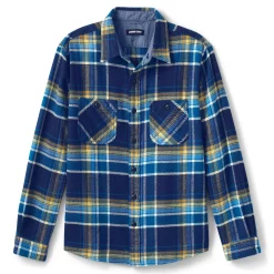 Men's Lands' End Traditional-Fit Rugged Flannel Button-Down Shirt 20 Men's Lands' End Traditional-Fit Rugged Flannel Button-Down Shirt -Mens Winter Outdoor Clothing Shop 4423080 Navy Plaid