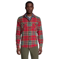 Men's Lands' End Traditional-Fit Rugged Flannel Button-Down Shirt 22 Men's Lands' End Traditional-Fit Rugged Flannel Button-Down Shirt -Mens Winter Outdoor Clothing Shop 4423080 Rich Red Multi Plaid
