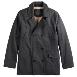 Men's Urban Republic Mixed Media Double-Breasted Sherpa-Lined Wool-Blend Jacket -Mens Winter Outdoor Clothing Shop 4471636 ALT2