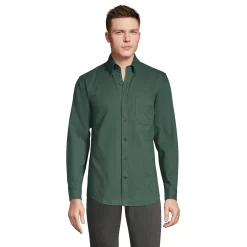 Men's Lands' End Traditional-Fit Flagship Flannel Shirt -Mens Winter Outdoor Clothing Shop 4549519 Deep Woodland Green