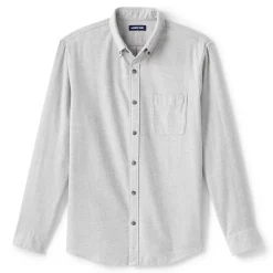 Men's Lands' End Traditional-Fit Flagship Flannel Shirt -Mens Winter Outdoor Clothing Shop 4549519 Gray Heather