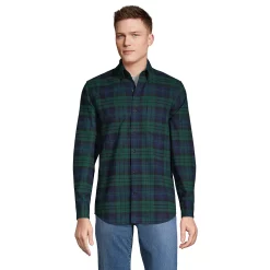 Men's Lands' End Traditional-Fit Flagship Flannel Shirt -Mens Winter Outdoor Clothing Shop 4549519 Green Blackwatch