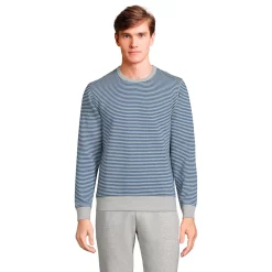 Big & Tall Lands' End Serious Sweats Crewneck Sweatshirt -Mens Winter Outdoor Clothing Shop 4552010 Blue Gray Stripe