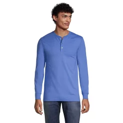 Men's Lands' End Super-T Henley -Mens Winter Outdoor Clothing Shop 4561322 Chicory Blue
