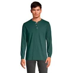 Men's Lands' End Super-T Henley -Mens Winter Outdoor Clothing Shop 4561322 Deep Woodland Green