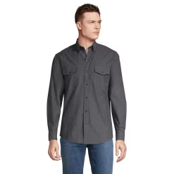 Men's Lands' End Traditional-Fit Comfort-First Lightweight Plaid Flannel Button-Down Shirt