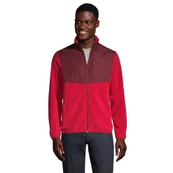 Men's Lands' End Colorblock T200 Fleece Jacket -Mens Winter Outdoor Clothing Shop 4562756 Red Burgundy