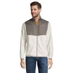 Men's Lands' End Colorblock T200 Fleece Jacket -Mens Winter Outdoor Clothing Shop 4562756 Stone Mushroom