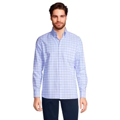 Men's Lands' End Button-Down Sail Rigger Oxford Button-Down Shirt -Mens Winter Outdoor Clothing Shop 4563318 Blue White Check