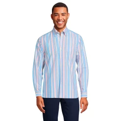 Men's Lands' End Button-Down Sail Rigger Oxford Button-Down Shirt -Mens Winter Outdoor Clothing Shop 4563318 Lily Multi Stripe
