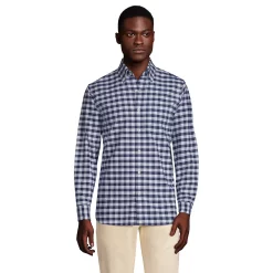 Men's Lands' End Button-Down Sail Rigger Oxford Button-Down Shirt -Mens Winter Outdoor Clothing Shop 4563318 Sea Navy White Check