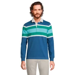 Big & Tall Lands' End Rugby Shirt -Mens Winter Outdoor Clothing Shop 4569481 Blue Aqua Stripe