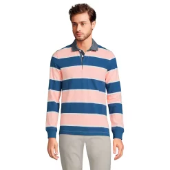 Big & Tall Lands' End Rugby Shirt -Mens Winter Outdoor Clothing Shop 4569481 Crisp Peach Stripe