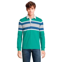 Big & Tall Lands' End Rugby Shirt -Mens Winter Outdoor Clothing Shop 4569481 Emerald Stripe