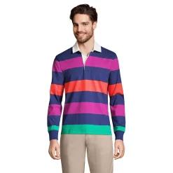 Big & Tall Lands' End Rugby Shirt -Mens Winter Outdoor Clothing Shop 4569481 Navy Fuchsia Stripe