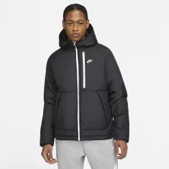 Men's Nike Sportswear Therma-FIT Legacy Hooded Jacket -Mens Winter Outdoor Clothing Shop 4901659 Black