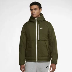 Men's Nike Sportswear Therma-FIT Legacy Hooded Jacket -Mens Winter Outdoor Clothing Shop 4901659 Olive