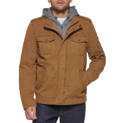Men's Levi's® Washed Cotton Sherpa-Lined Hooded Trucker Jacket -Mens Winter Outdoor Clothing Shop 4913808 Brown