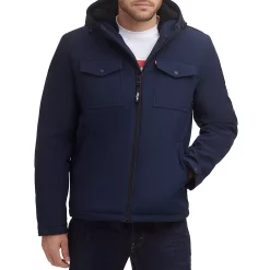 Men's Levi's® Softshell Sherpa-Lined Hooded Performance Jacket -Mens Winter Outdoor Clothing Shop 4914295 Midnight