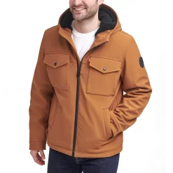 Men's Levi's® Softshell Sherpa-Lined Hooded Performance Jacket -Mens Winter Outdoor Clothing Shop 4914295 Worker Brown