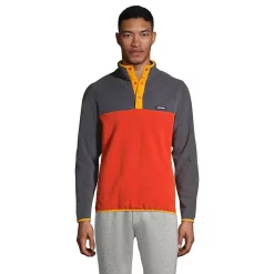 Men's Lands' End Snap-Neck Fleece Pullover -Mens Winter Outdoor Clothing Shop 4941427 Gray Orange