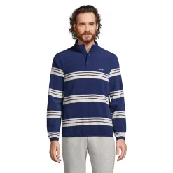 Men's Lands' End Snap-Neck Fleece Pullover -Mens Winter Outdoor Clothing Shop 4941427 Navy Stripe