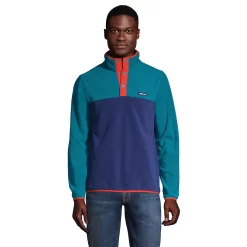 Men's Lands' End Snap-Neck Fleece Pullover -Mens Winter Outdoor Clothing Shop 4941427 Navy Turquoise