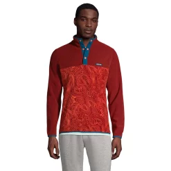 Men's Lands' End Snap-Neck Fleece Pullover -Mens Winter Outdoor Clothing Shop 4941427 Rust Red Wave