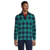 Men's Lands' End Snap-Neck Fleece Pullover -Mens Winter Outdoor Clothing Shop 4941427 Seafoam Teal Plaid