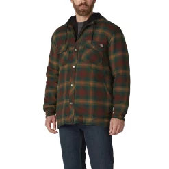 Men's Dickies Fleece Hooded Flannel Shirt Jacket with Hydroshield 16 Men's Dickies Fleece Hooded Flannel Shirt Jacket with Hydroshield -Mens Winter Outdoor Clothing Shop 4941775 Brown
